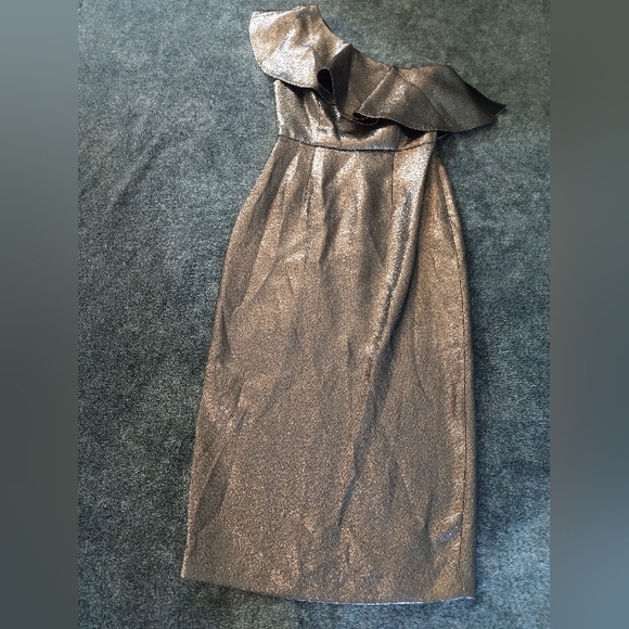 Rachel Zoe NWT Tabitha dress in Mauve one shoulder ruffle with pencil skirt - Picture 1 of 13